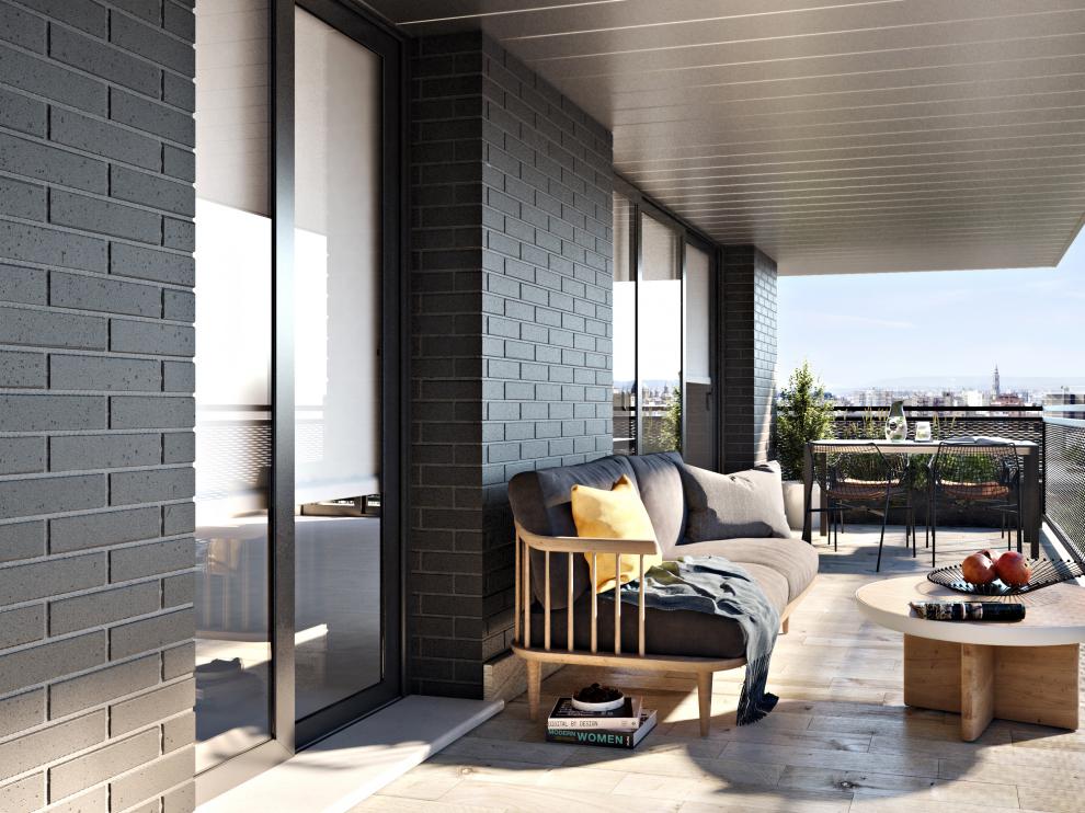 Terraza de una de las viviendas del Residencial Aceria.