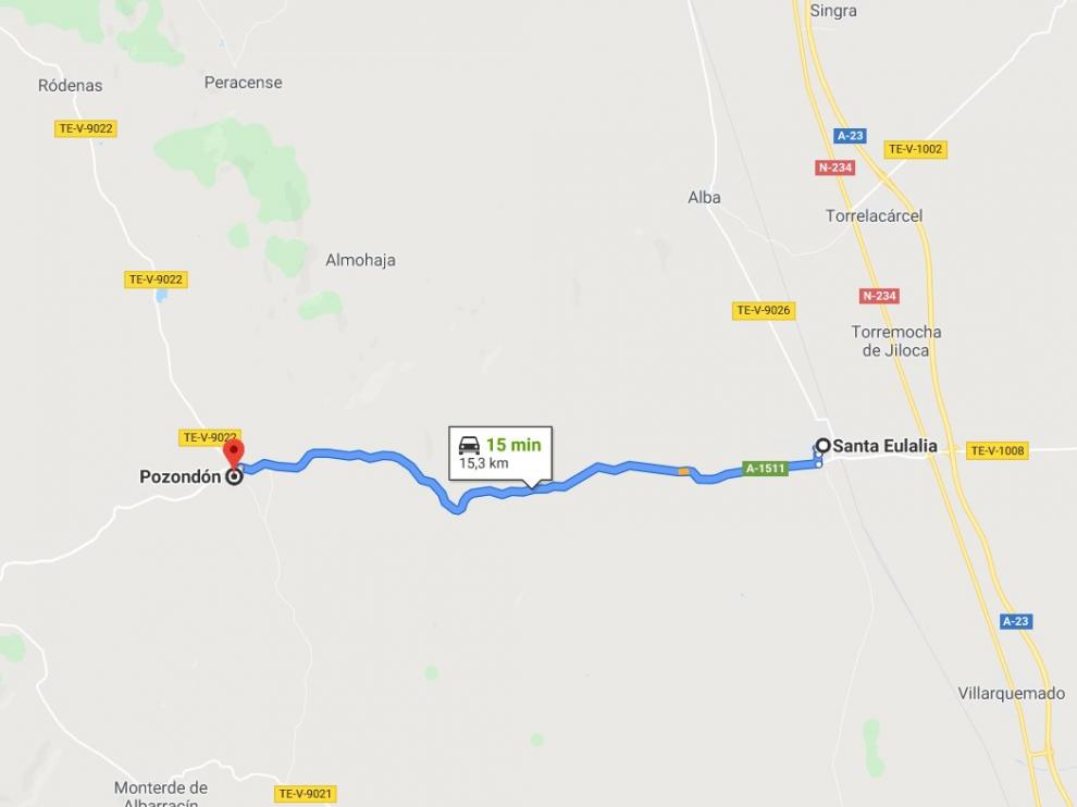El accidente ha tenido lugar en la carrera que va de Santa Eulalia del Campo a Pozondón.