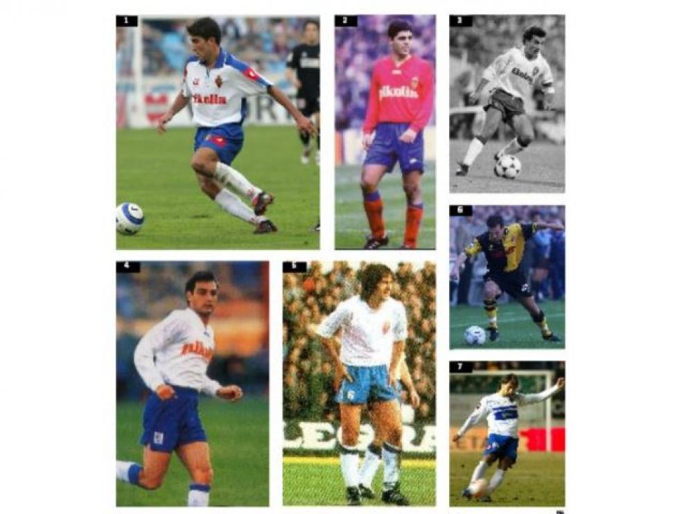 Siete jugadores, precedentes de Guti, que alternaron su puesto de centrocampista con el de lateral derecho: Zapater (1), García Sanjuán (2), Señor (3), Lizarralde (4), Oñaederra(5), Gurenko (6) y Ponzio (7).