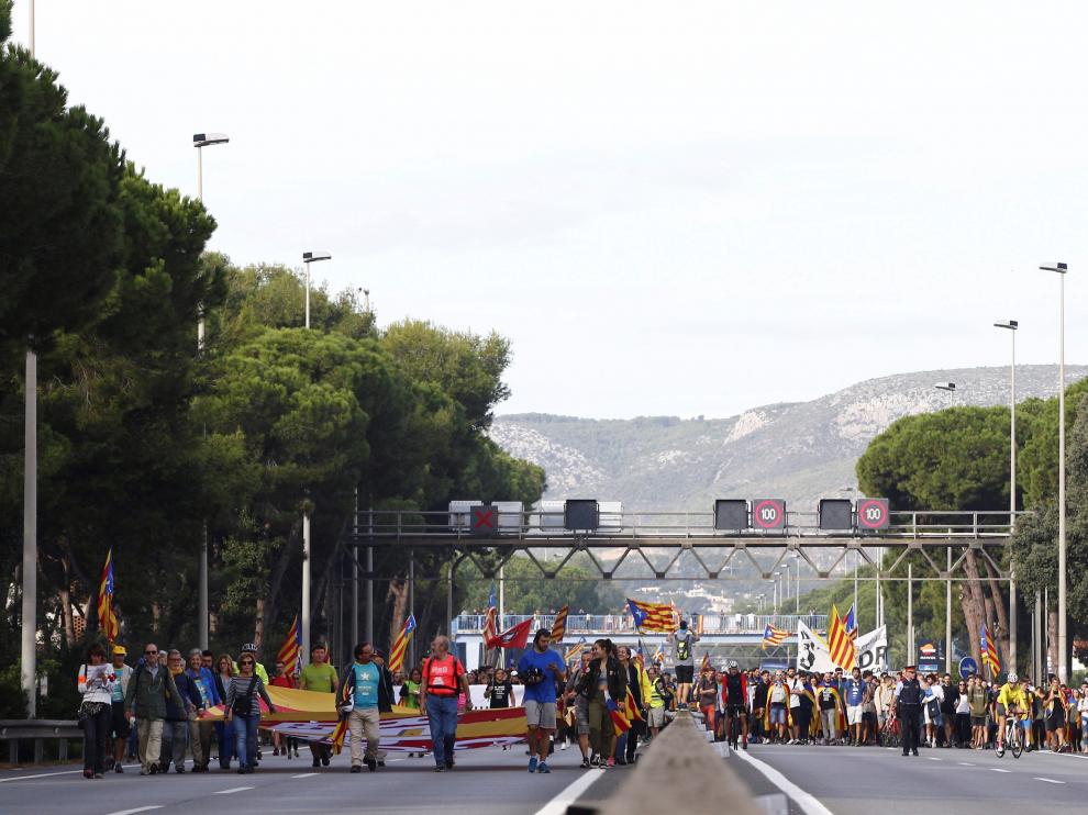 Protesta de los CDR cerca de Casteldefels (Barcelona) el pasado 18 de octubre.