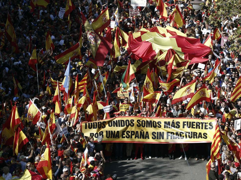 Manifestación constitucionalista, el domingo 27 de octubre, en Barcelona.