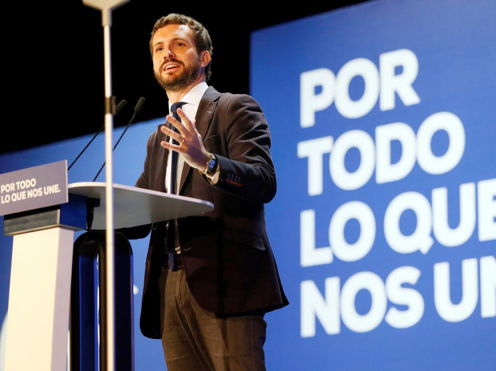 Pablo Casado, el domingo, en un encuentro del PP en San Vicente del Raspeig (Alicante)
