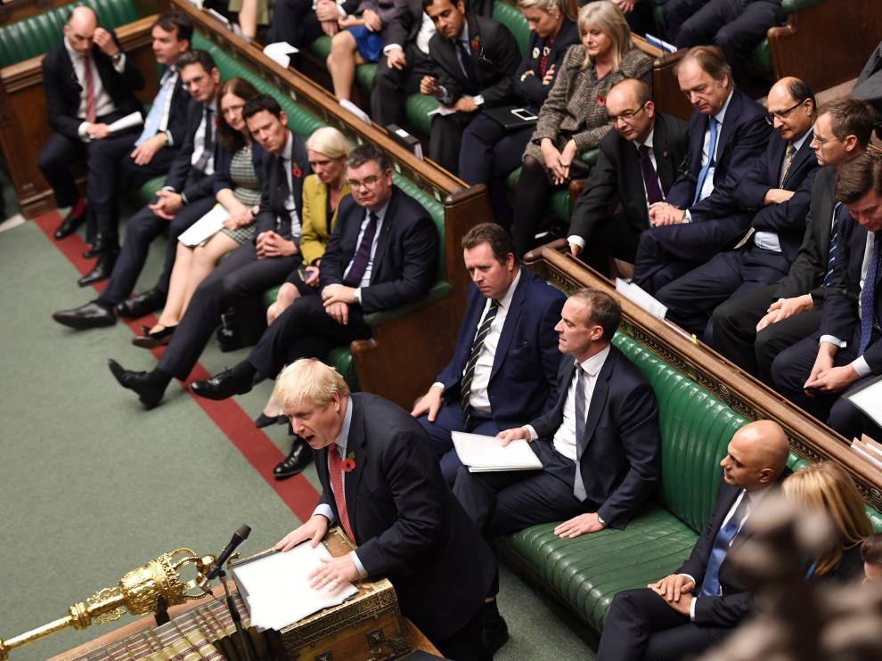 Boris Johnson, durante el debate de hoy en la Cámara de los Comunes.