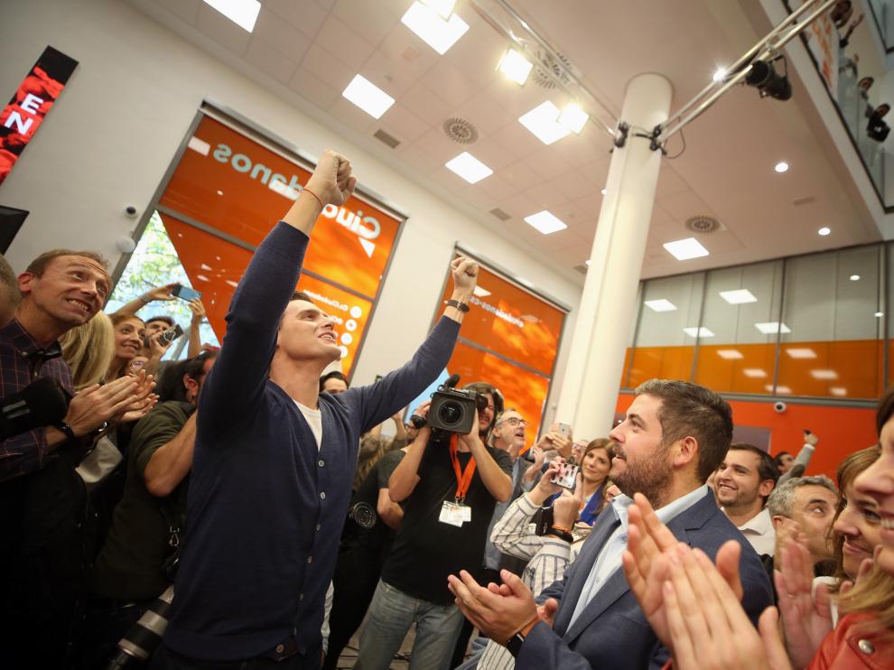 Rivera participa en el acto 'España en marcha' de la formación naranja, el viernes en Madrid.