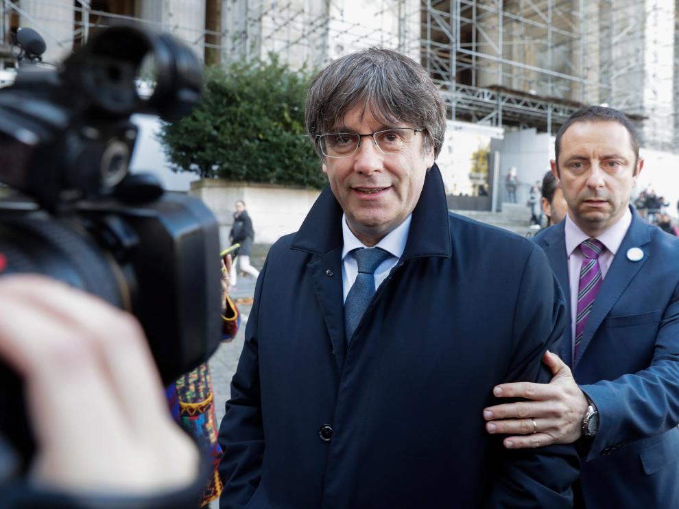 Carles Puigdemont, a su llegada al Palacio de Justicia de Bruselas (Bélgica) esta semana.