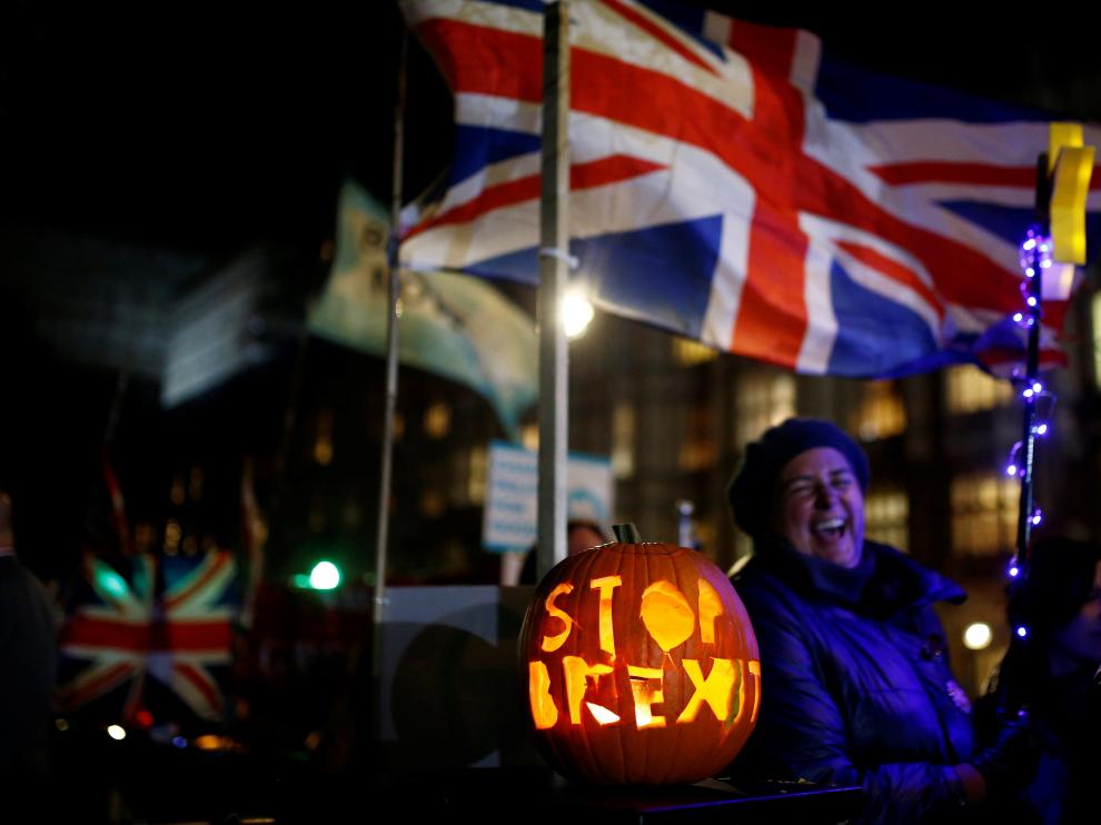 Concentración contra el 'brexit' el martes frente al Parlamento británico.