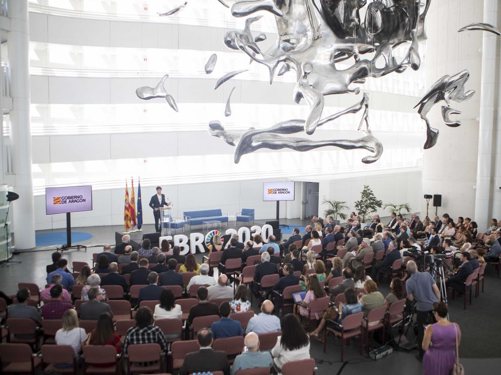 Presentación del Gobierno de Aragón de las líneas maestras del proyecto Ebro 2030 en la Torre del Agua de Zaragoza.