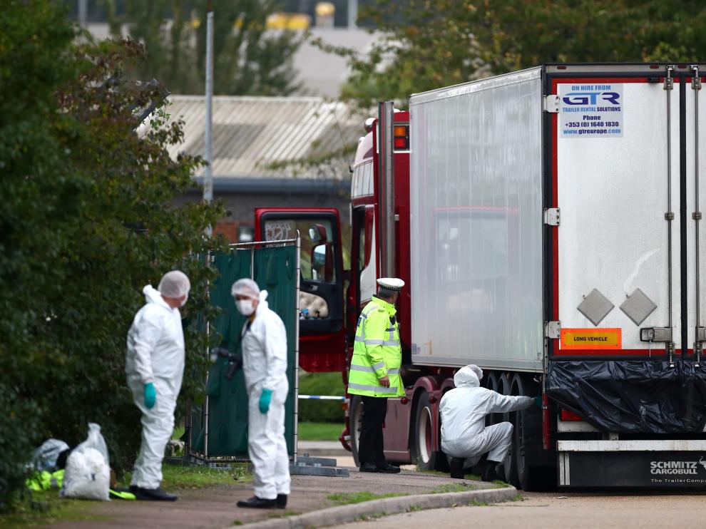 Imagen del camión con 39 migrantes muertos aparecido hace unos días en Essex, Reino Unido.