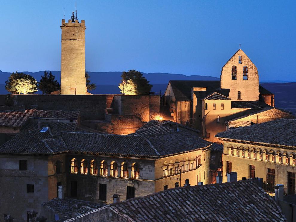 Imagen de Sos del Rey Católico de noche.