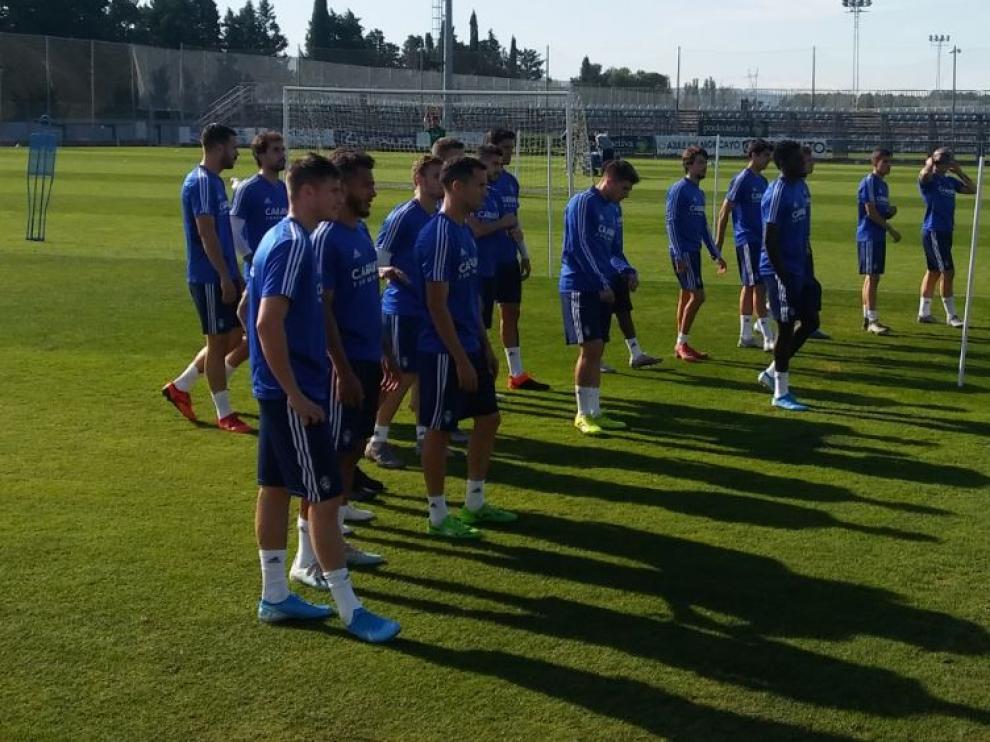 Vigaray, en primer plano del grupo, en la mañana de este miércoles en la Ciudad Deportiva.