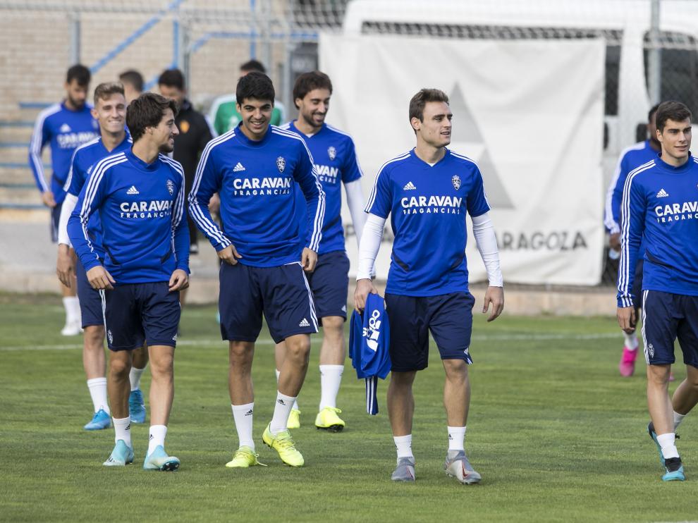 Dani Lasure junto a sus compañeros en un entrenamiento en la Ciudad Deportiva.