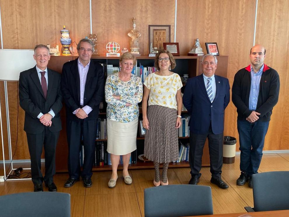 Representantes del Consejo de Colegios de Médicos de Aragón con Pilar Ventura este jueves.