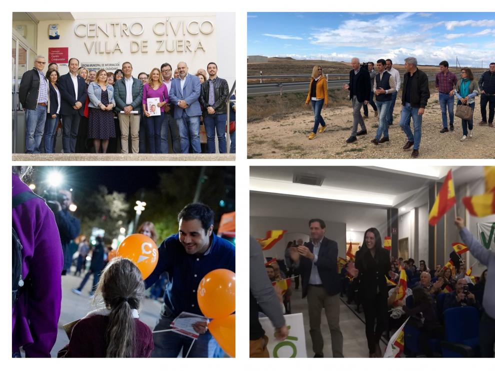 Actos del segundo día de campaña de PSOE, Ciudadanos, PP y Vox en la provincia de Zaragoza