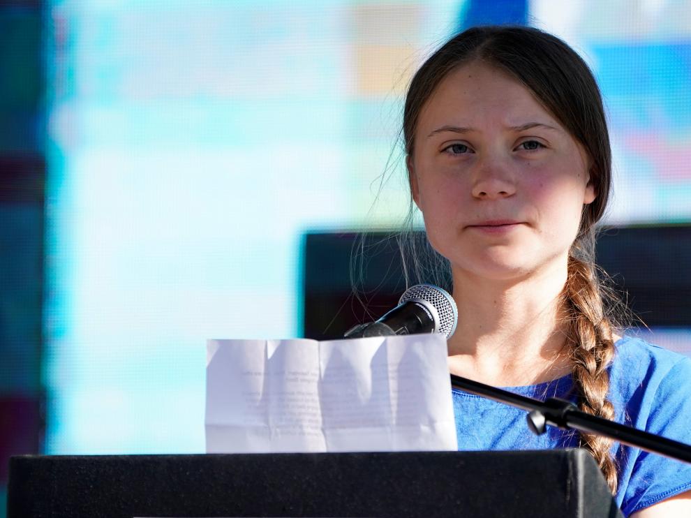 Greta Thunberg en un acto en Los Ángeles