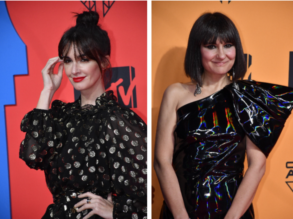 Paz Vega (izquierda) y Amaral, de las más elegantes en los MTV de Sevilla.