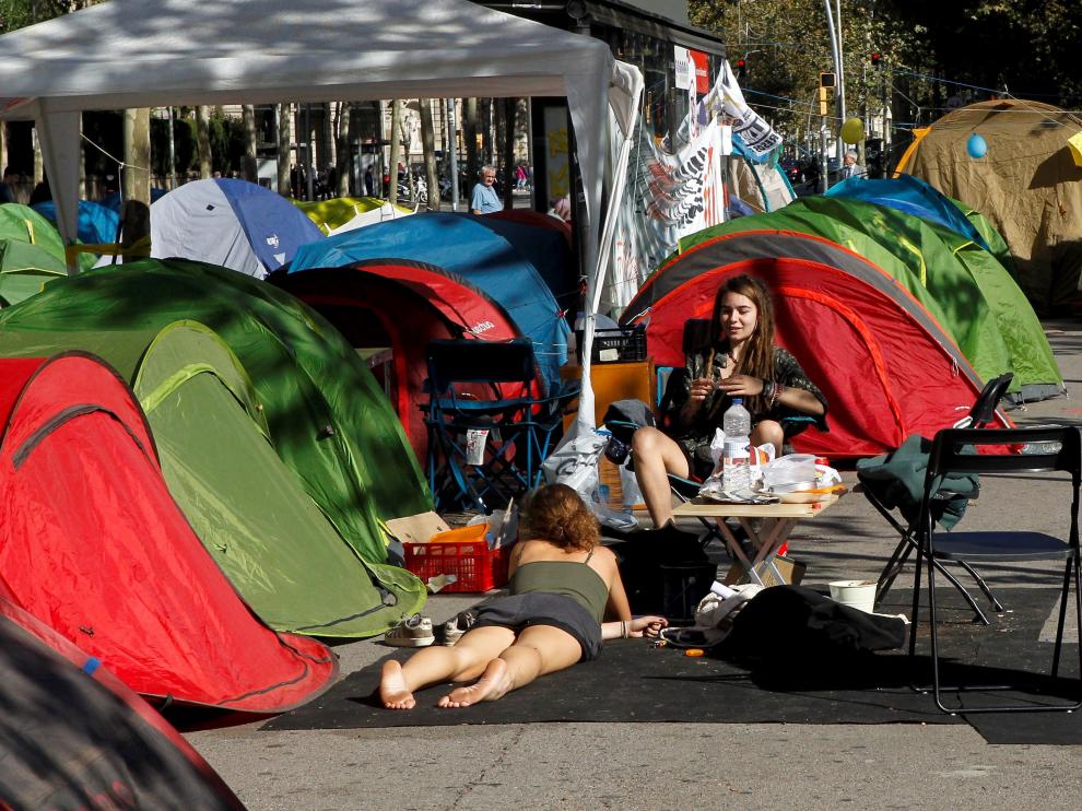 Acampada de estudiantes.