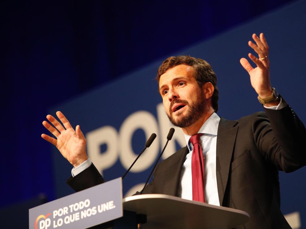 Mitin del candidato del PP Pablo Casado en Zaragoza