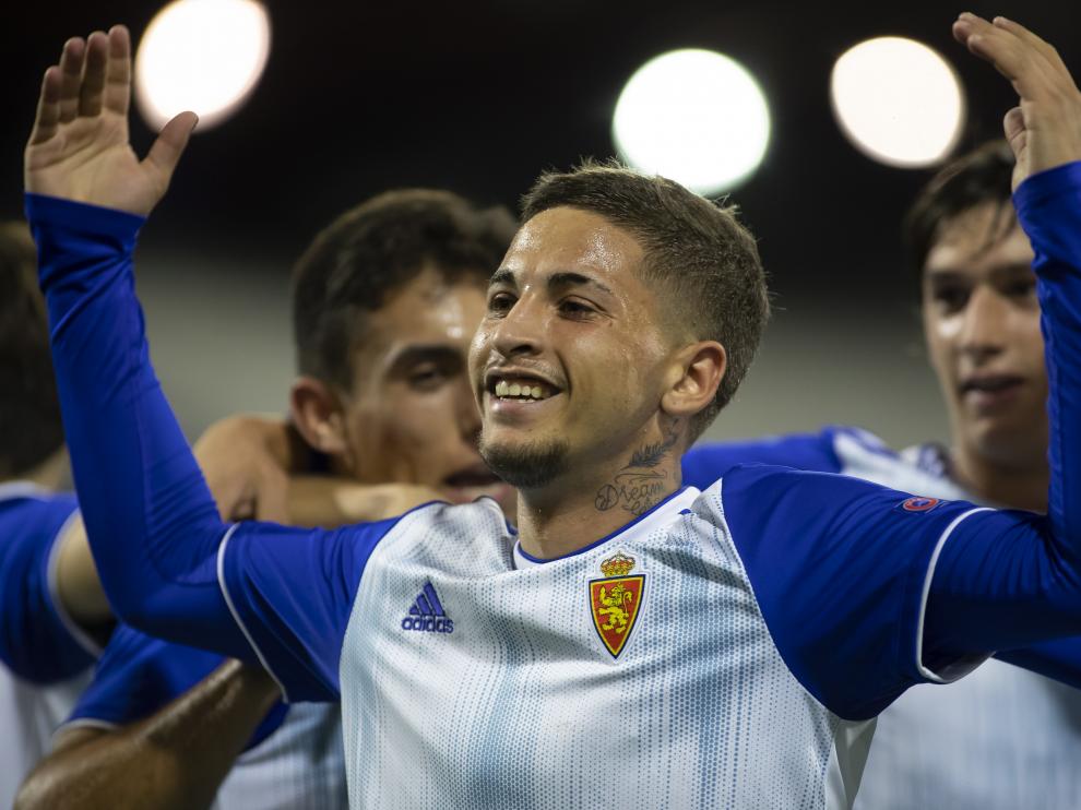 Luis Carbonell le marcó tres goles al Apoel en el partido de la Youth League jugado en La Romareda