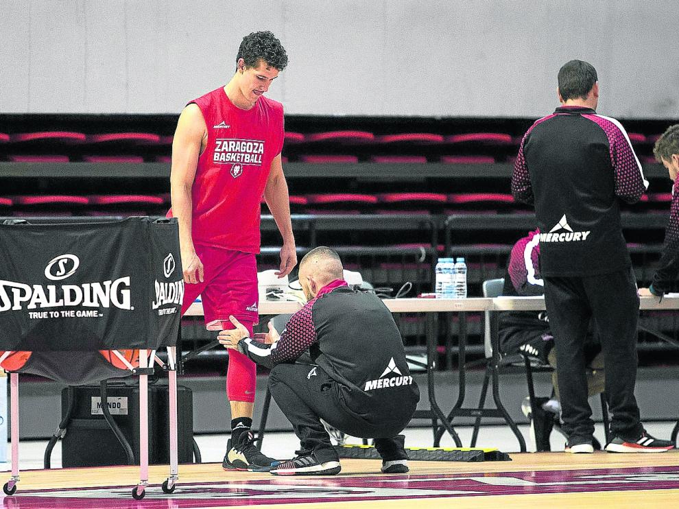 Rodrigo San Miguel, en un entrenamiento en el pabellón Príncipe Felipe.