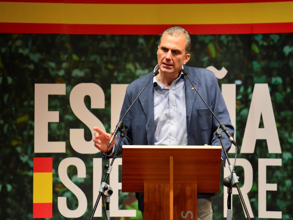 El secretario general de Vox, Javier Ortega Smith, este viernes durante un acto público en Palencia.