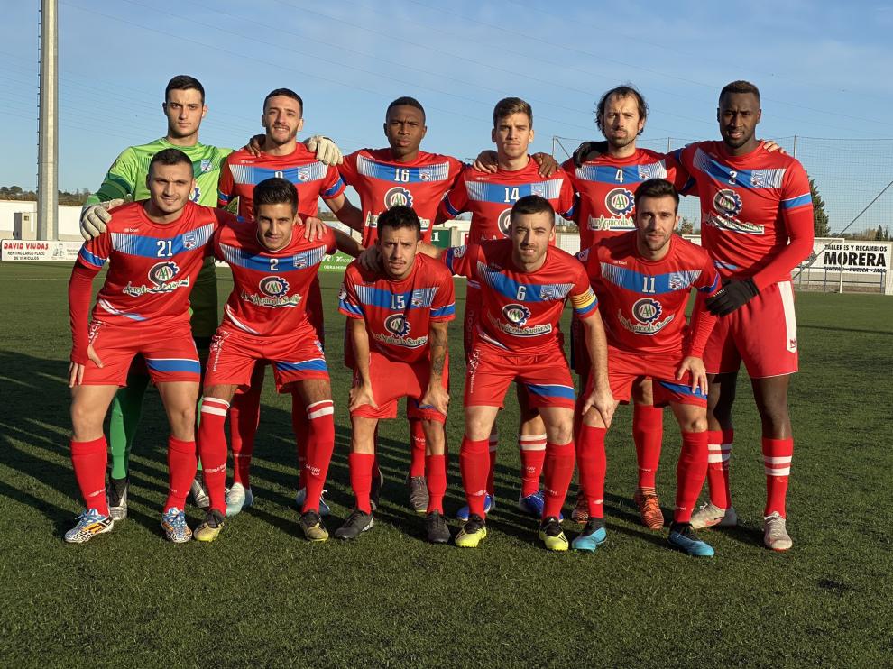 Fútbol. Once inicial del CD Sariñena en Binéfar.
