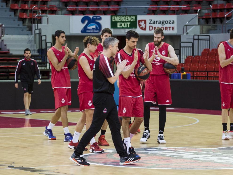 Los jugadores del Casademont, durante un entrenamiento.