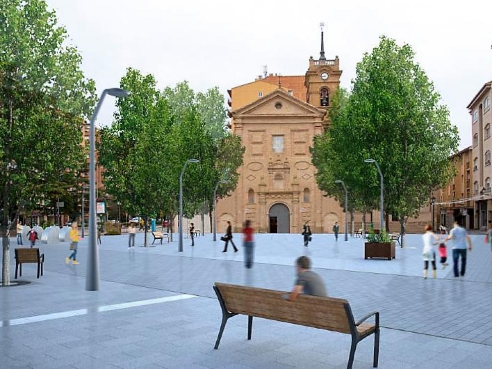 Recreación virtual de la plaza de Santo Domingo una vez reurbanizada