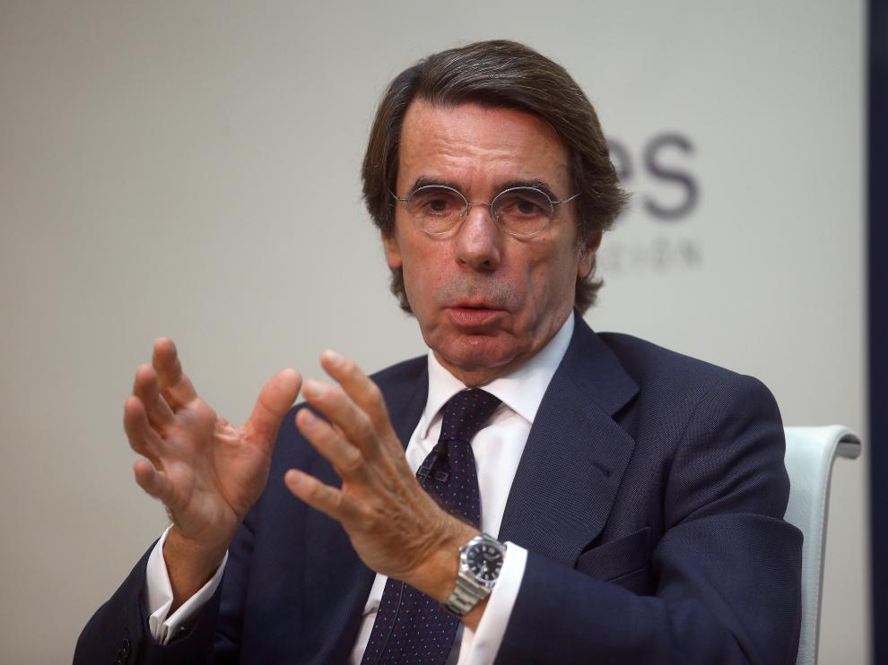 José María Aznar, este lunes, durante la presentación del informe de la FAES sobre la Alianza Atlántica.