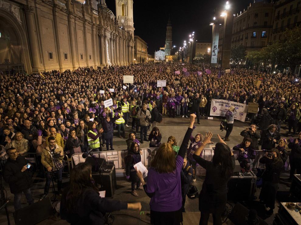 Imagen de archivo de la manifestación del pasado 8 de marzo, Día de la Mujer Trabajadora, en Zaragoza.