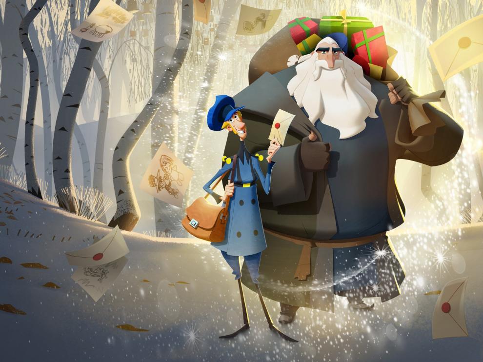 Dos de los personajes, Jesper y Klaus, durante una escena de la cinta de animación 'Klaus'.