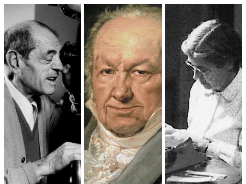 Los aragoneses Luis Buñuel, Francisco de Goya y María Moliner.