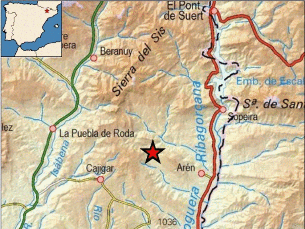 Mapa localizador del terremoto ocurrido esta madrugada.