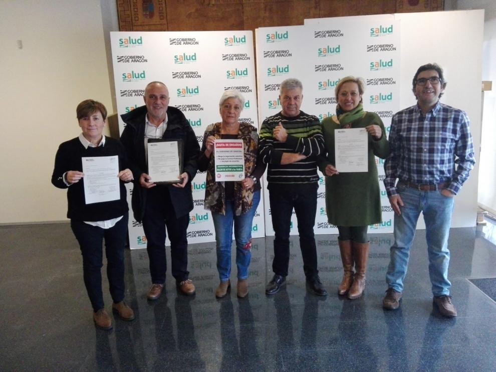 Una imagen del acuerdo firmado este viernes entre los sindicatos Csif-Aragón, UGT, CC.OO. y el Gobierno de Aragón..