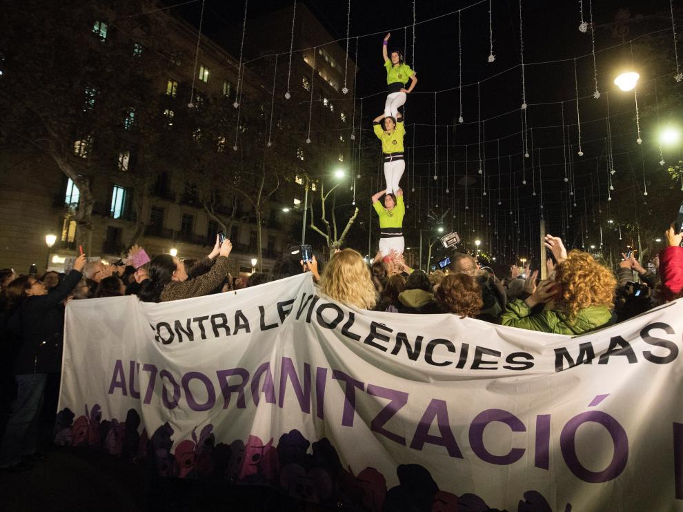 Manifestación contra la violencia de género en Barcelona.