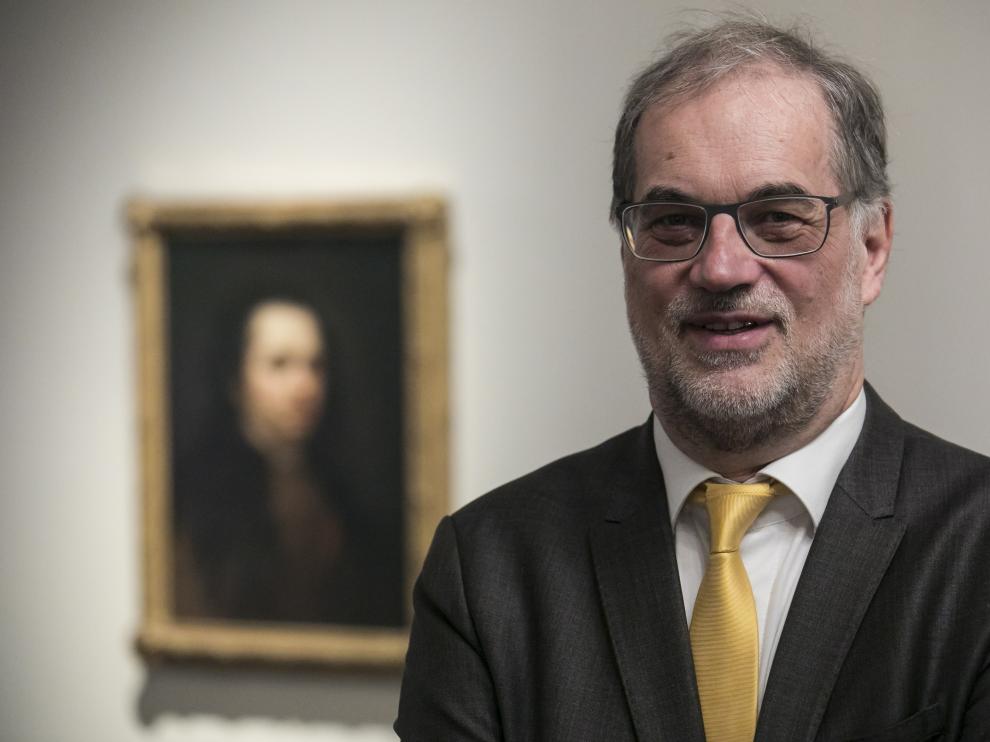 Helmut Jacobs visitó este lunes el Museo Goya de la Fundación Ibercaja