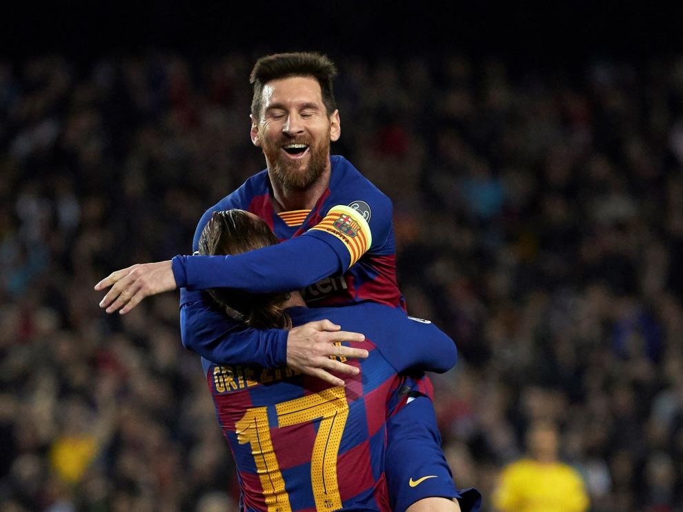 Celebración de uno de los goles del Barça.