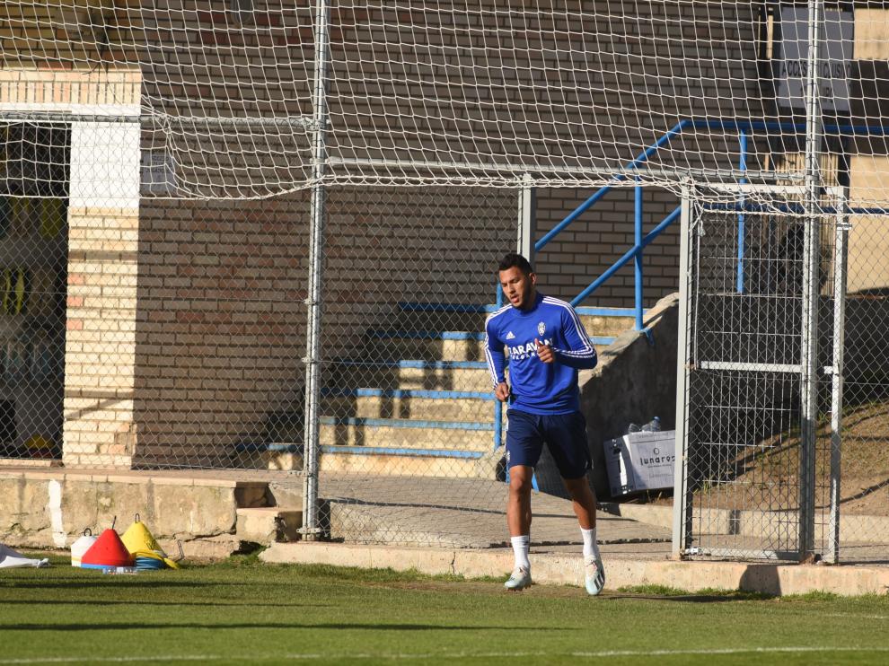 Luis Suárez durante la sesión de entrenamiento de este jueves.