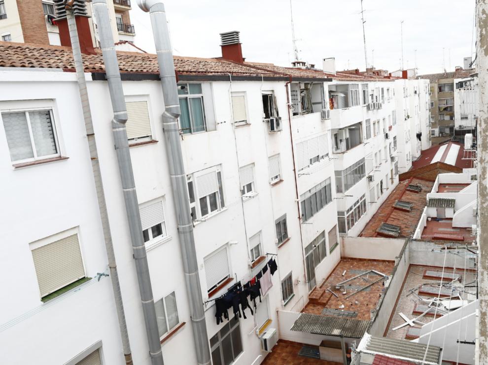 Estado en que ha quedado la vivienda de Las Fuentes, tras la explosión.