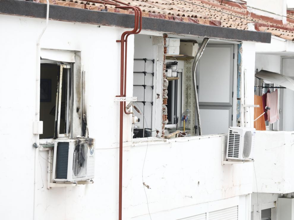 Estado en que ha quedado la vivienda de Las Fuentes, tras la explosión.