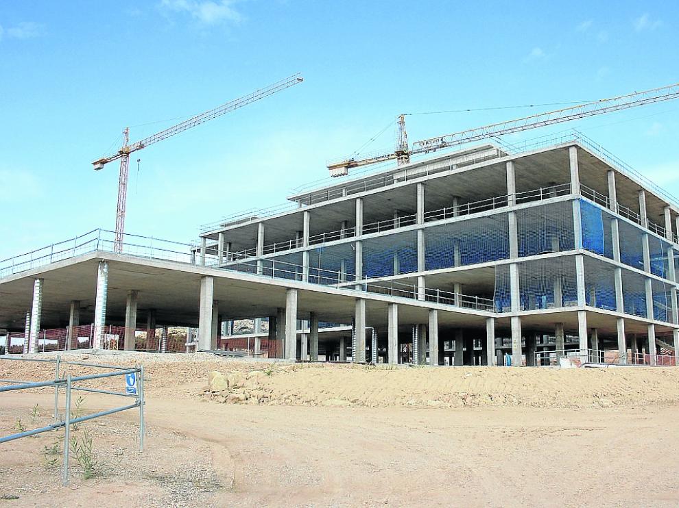 Imagen que presentaba ayer por la mañana la obra del hospital de Alcañiz.