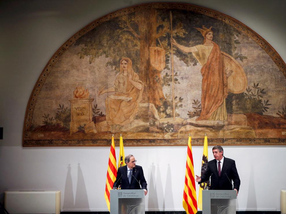 Rueda de prensa conjunta del presidente catalán y su homólogo de Flandes.