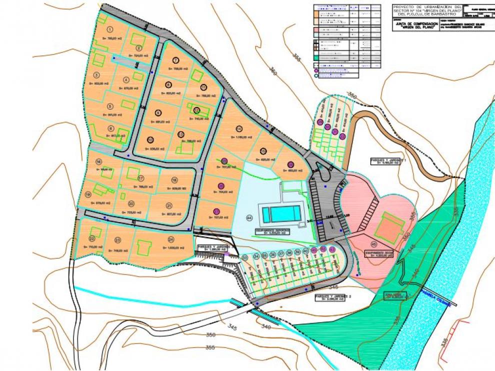 Plano del sector de la Virgen del Plano, afectado por el proyecto de urbanización.
