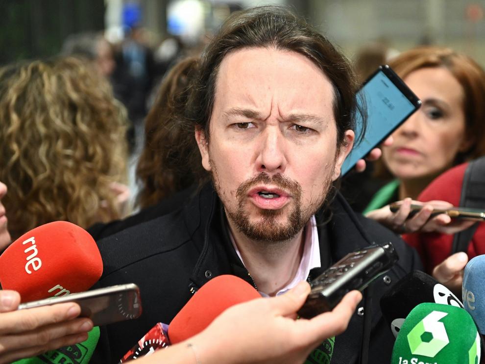 Pablo Iglesias, a su llegada a la Cumbre del Clima en Madrid.