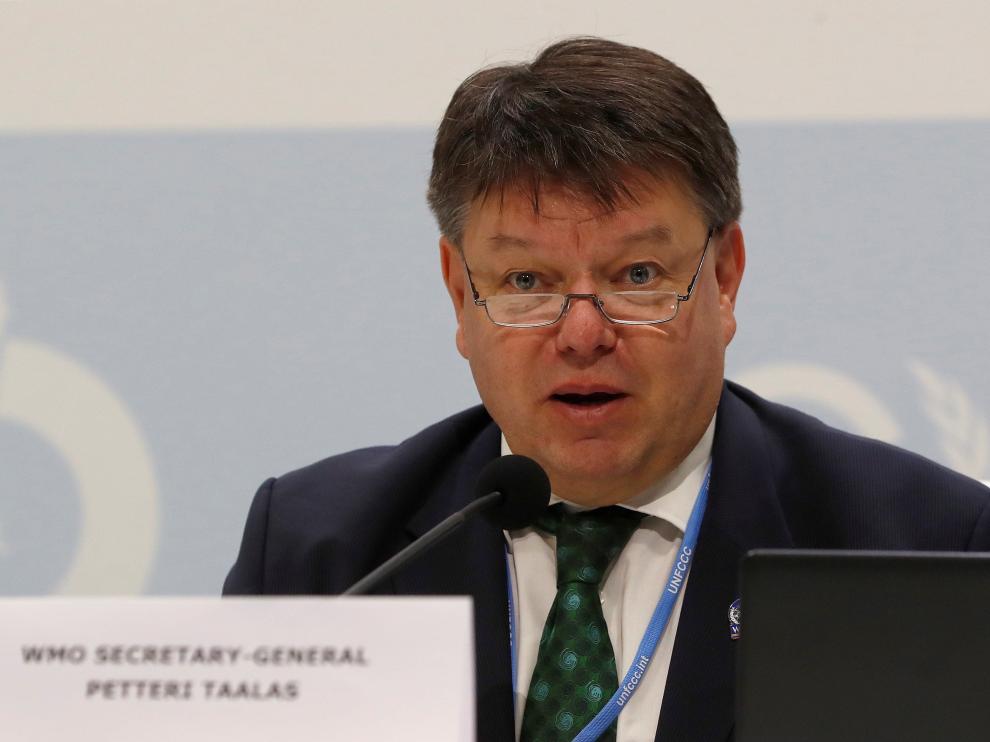 El secretario general de la OMM, Petteri Talaas, en la cumbre del clima en Madrid.