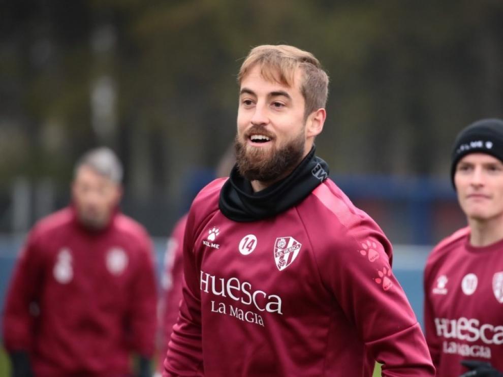 Jorge Pulido, durante el entrenamiento de este martes en el Pirámide.