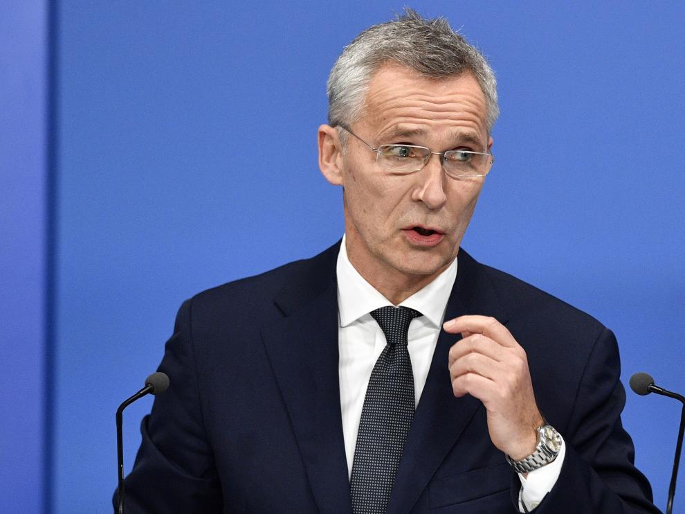 London (United Kingdom), 04/12/2019.- NATO Secretary-General Jens Stoltenberg attends a press conference during the NATO Summit in London, Britain, 04 December 2019. NATO countries' heads of states and governments gather in London for a two-day meeting. (Reino Unido, Londres) EFE/EPA/NEIL HALL Meeting of NATO Heads of State and Government London