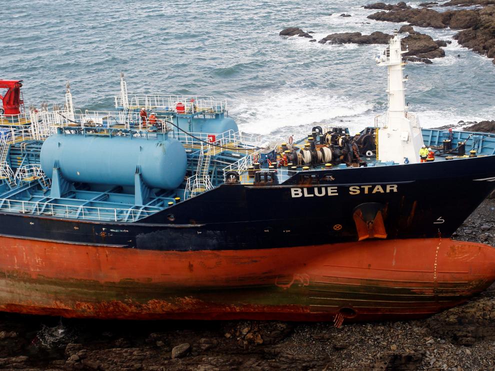 El buque 'Blue Star' encalló la medianoche del 24 de noviembre.