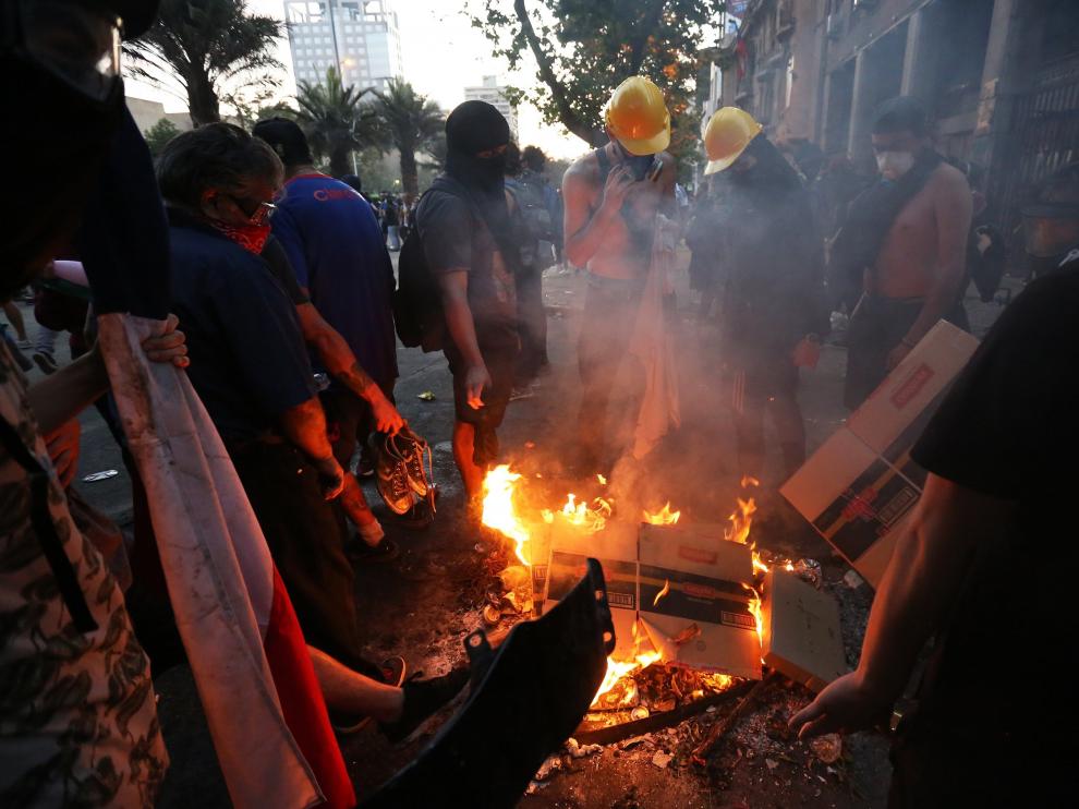 Protestas en Chile este viernes.