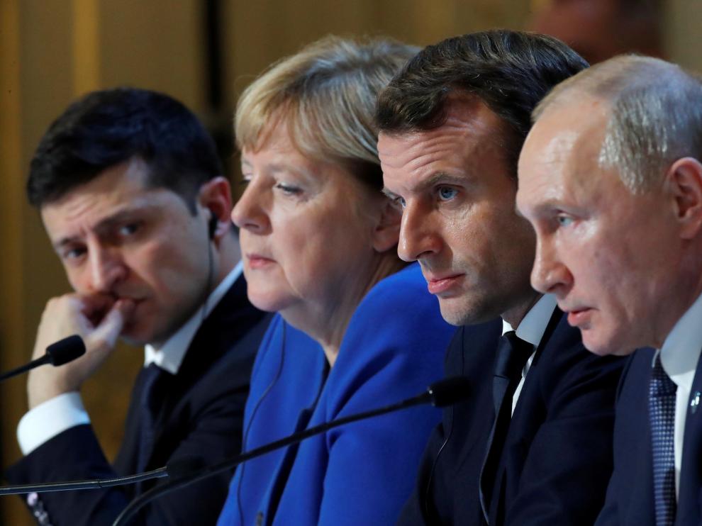 El llamado 'Formato de Normandía' fue auspiciado en el Elíseo por el dirigente francés, Emmanuel Macron, y la canciller alemana, Angela Merkel