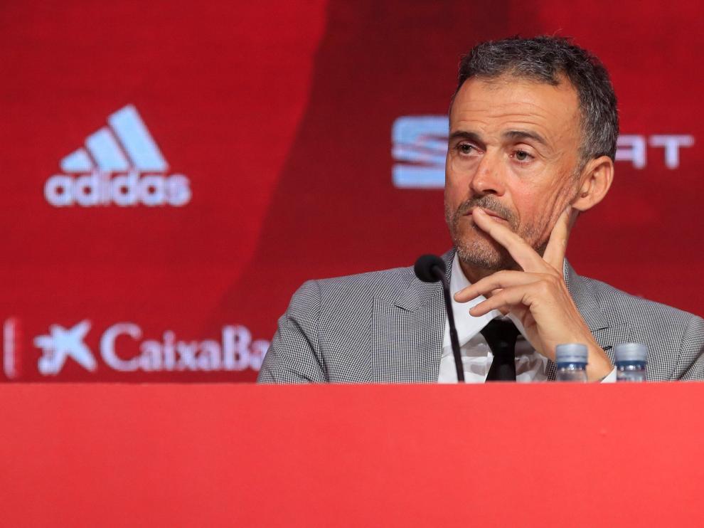El seleccionador nacional de fútbol, Luis Enrique Martínez, en una rueda de prensa celebrada en la sede de la Ciudad del Fútbol